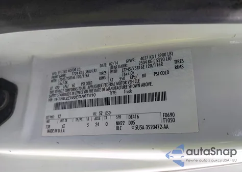 2014 Ford E-250 Commercial z USA, uszkodzony, nr VIN 1FTNE2EW0EDA67410